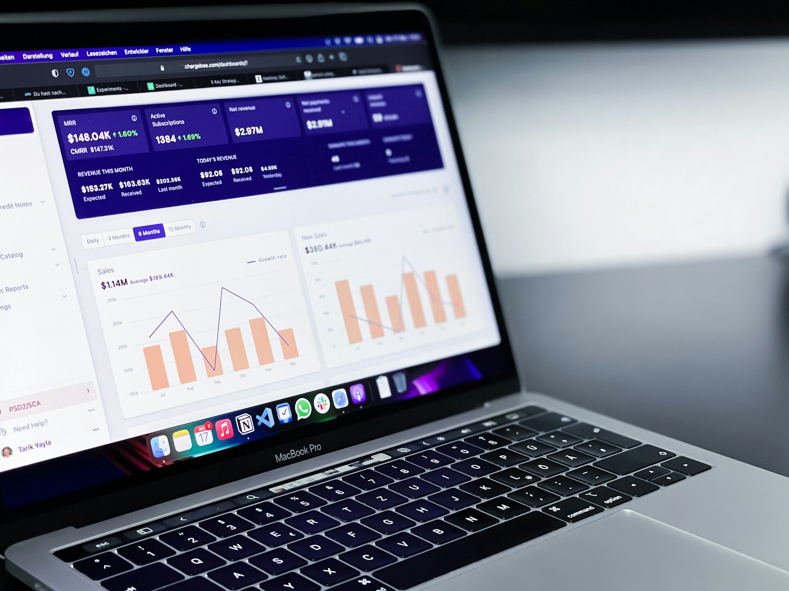 Performance analytics charts and graphs displayed on a laptop screen