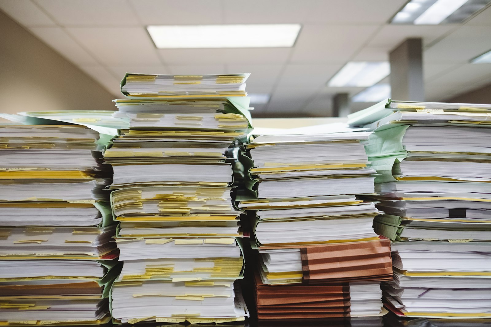 Stacked source records and file folders